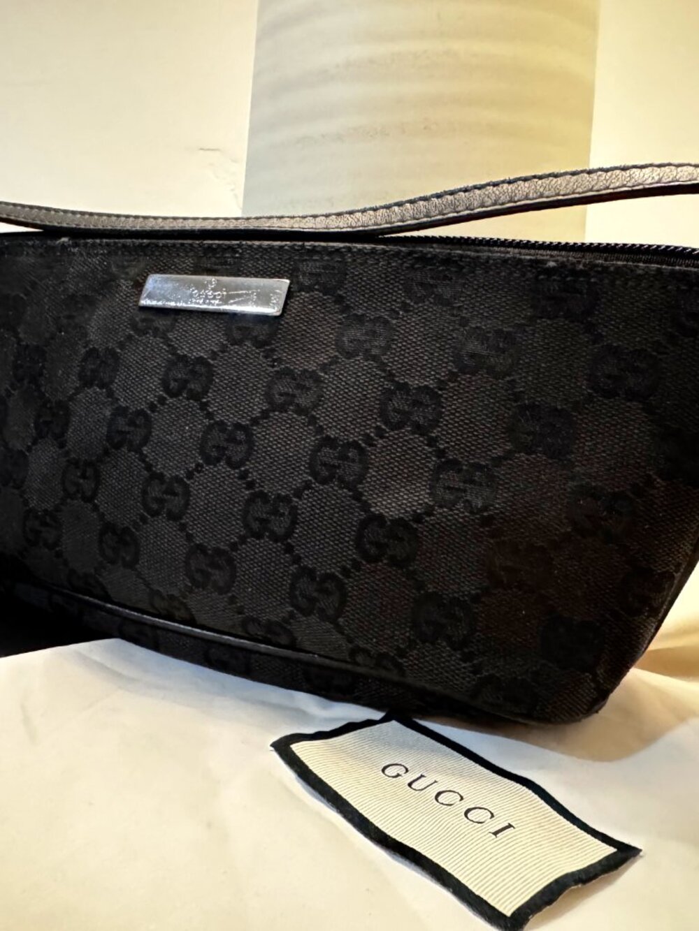 Gucci Vintage GG Canvas Boat Pochette Black
